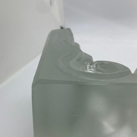 ART DECO CZECH FROSTED ART GLASS BOOKENDS CZECHOSLOVAKIA SIGNED 4"L X 3"W X 5"H - Picture 14 of 14